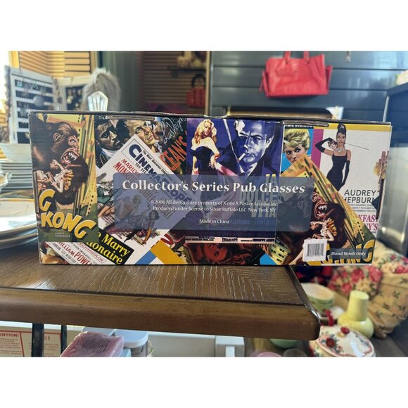 Set Of 4 Rare Movie-Themed Pub Glasses In Original Box Featuring Iconic Films: O - Picture 13 of 16